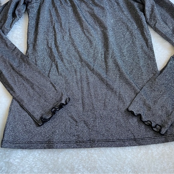 Aeropostale Long Sleeve Sparkle Lettuce-Trim Off-The-Shoulder Top - Picture 4 of 13